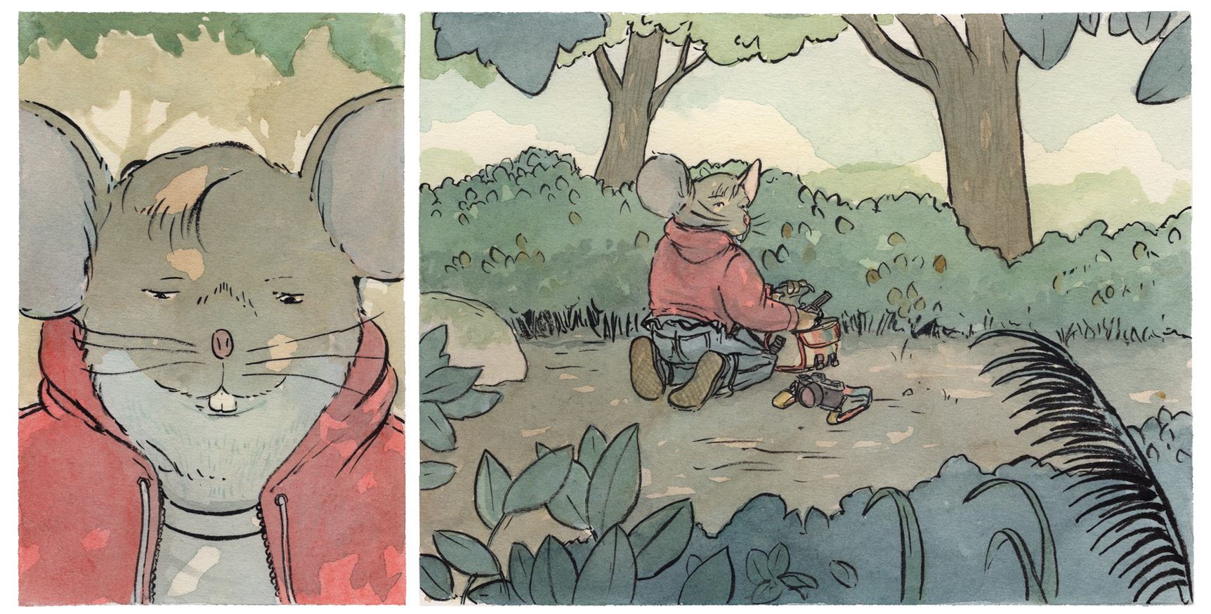 Cropped panes from Beneath the Trees Where Nobody Sees