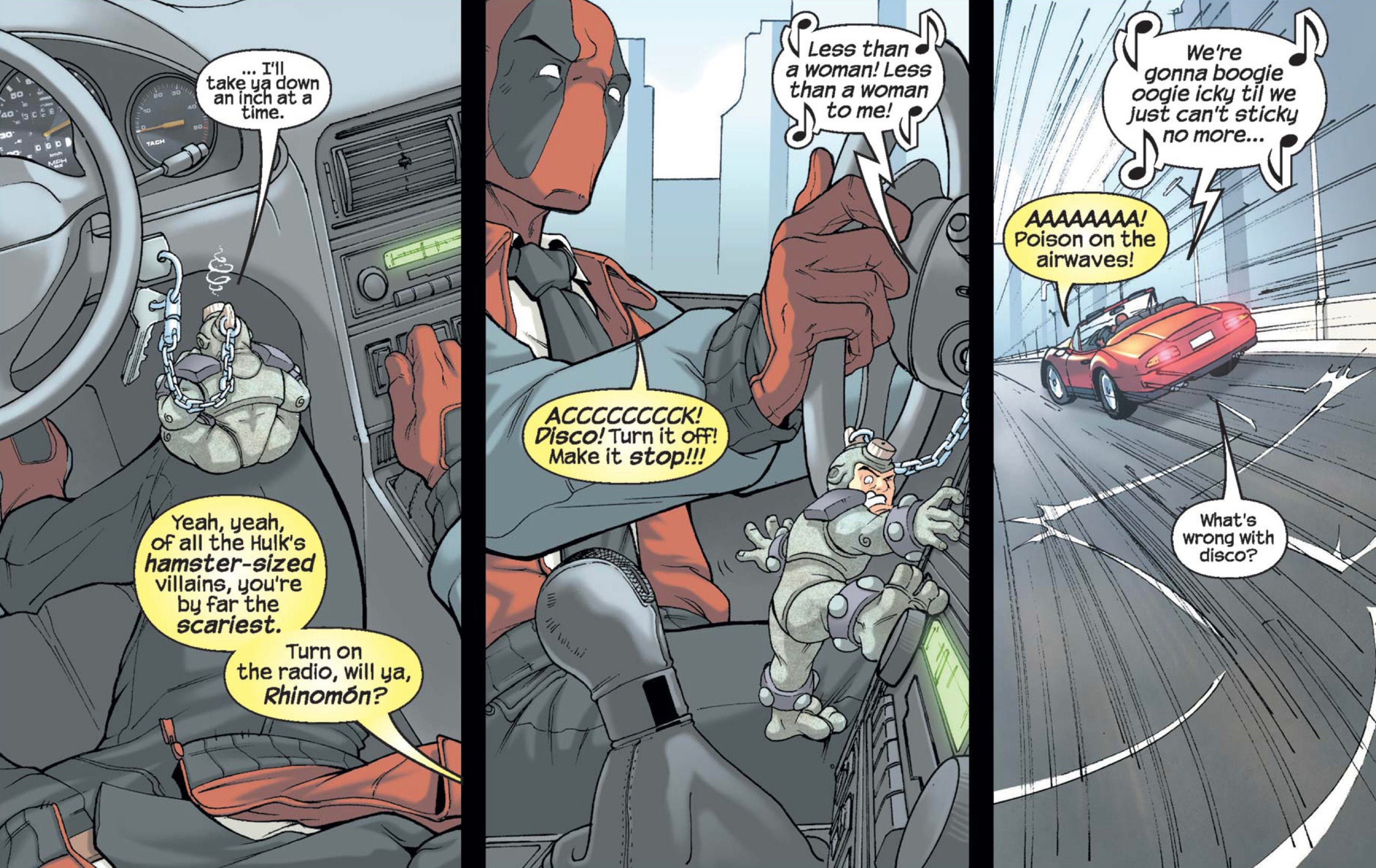 Deadpool keeps Rhino as a keychain