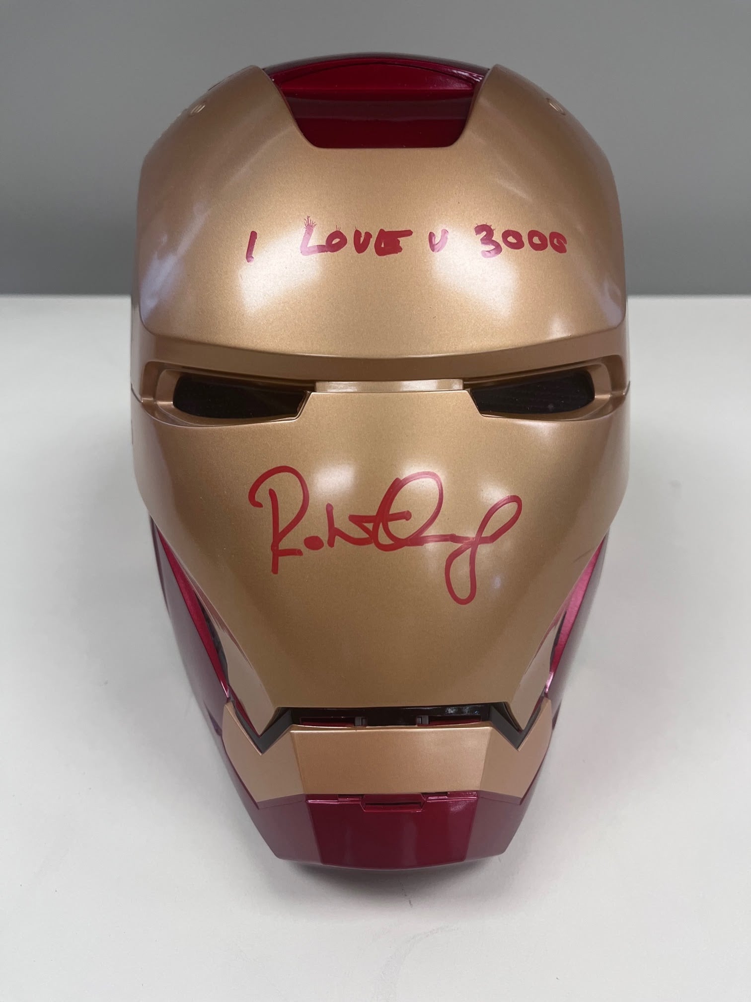 Iron Man helmet signed by Robert Downey Jr.