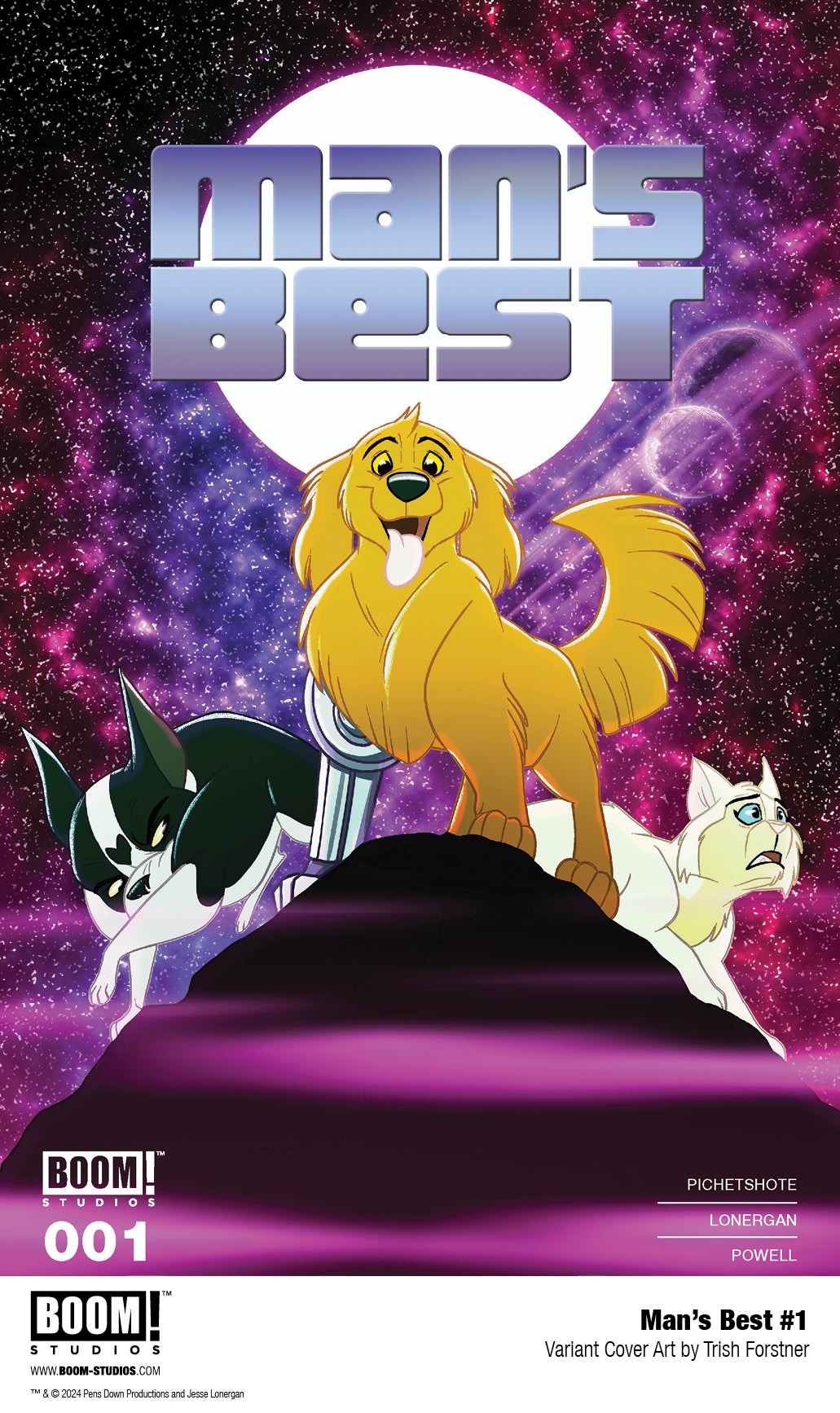 Variant covers and interior pages from Man's Best