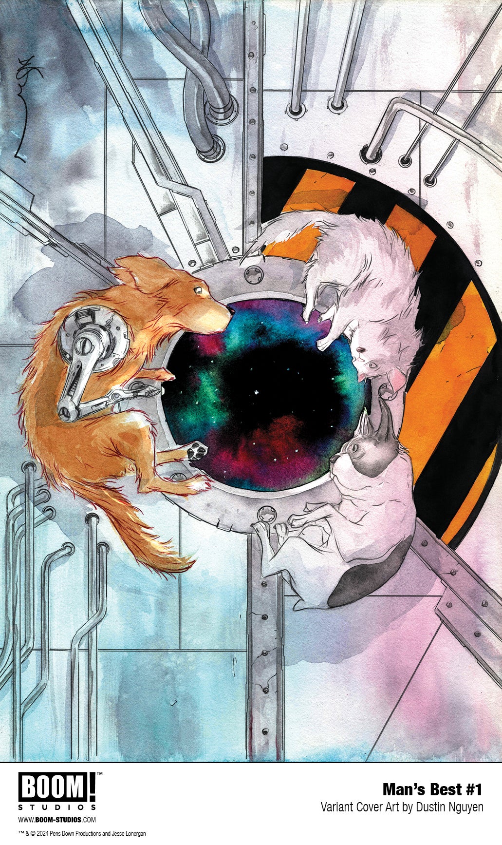 Variant covers and interior pages from Man's Best